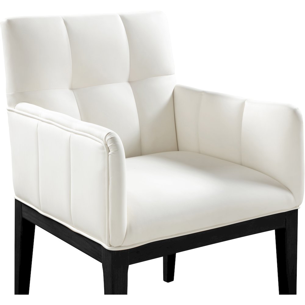 Adrian Cream Vegan Leather Dining Arm Chair, Set of 2