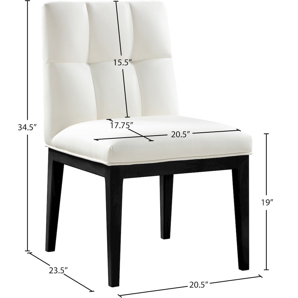 Adrian Cream Vegan Leather Dining Side Chair, Set of 2