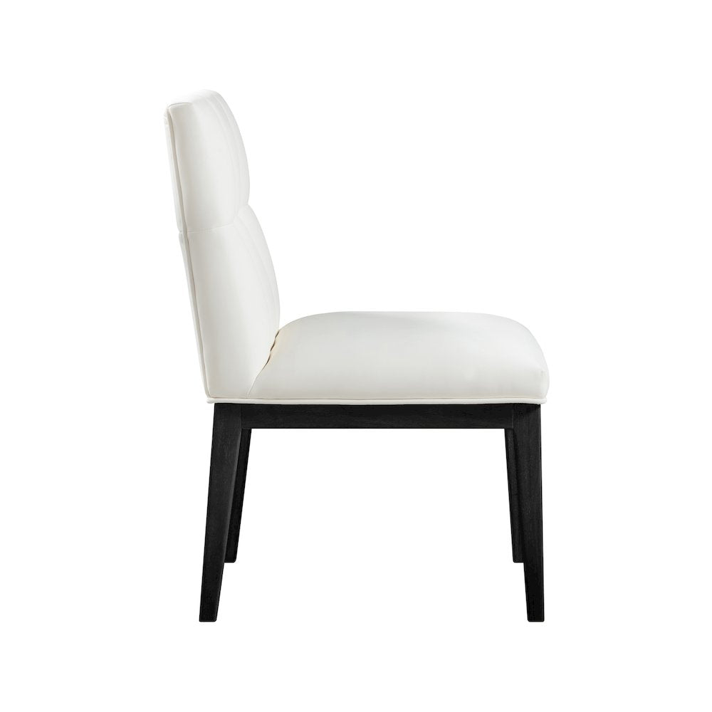 Adrian Cream Vegan Leather Dining Side Chair, Set of 2