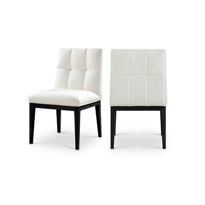 Adrian Cream Vegan Leather Dining Side Chair, Set of 2