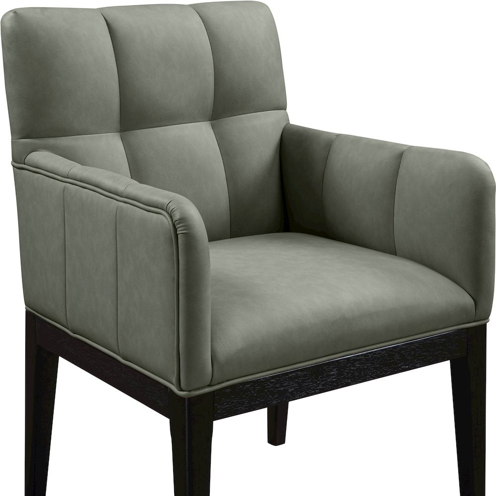 Adrian Green Vegan Leather Dining Arm Chair, Set of 2