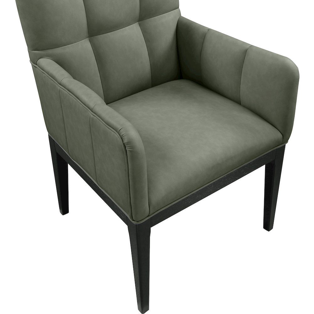 Adrian Green Vegan Leather Dining Arm Chair, Set of 2