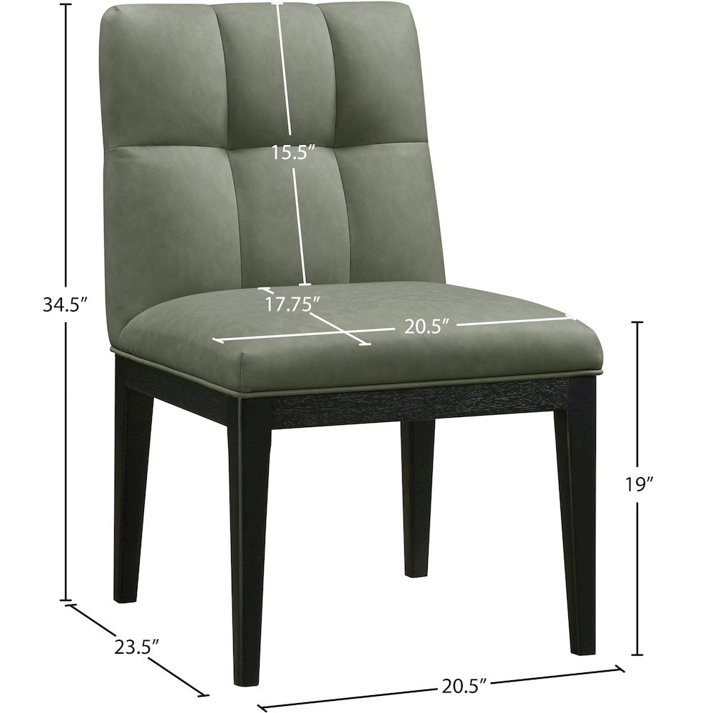 Adrian Green Vegan Leather Dining Side Chair, Set of 2