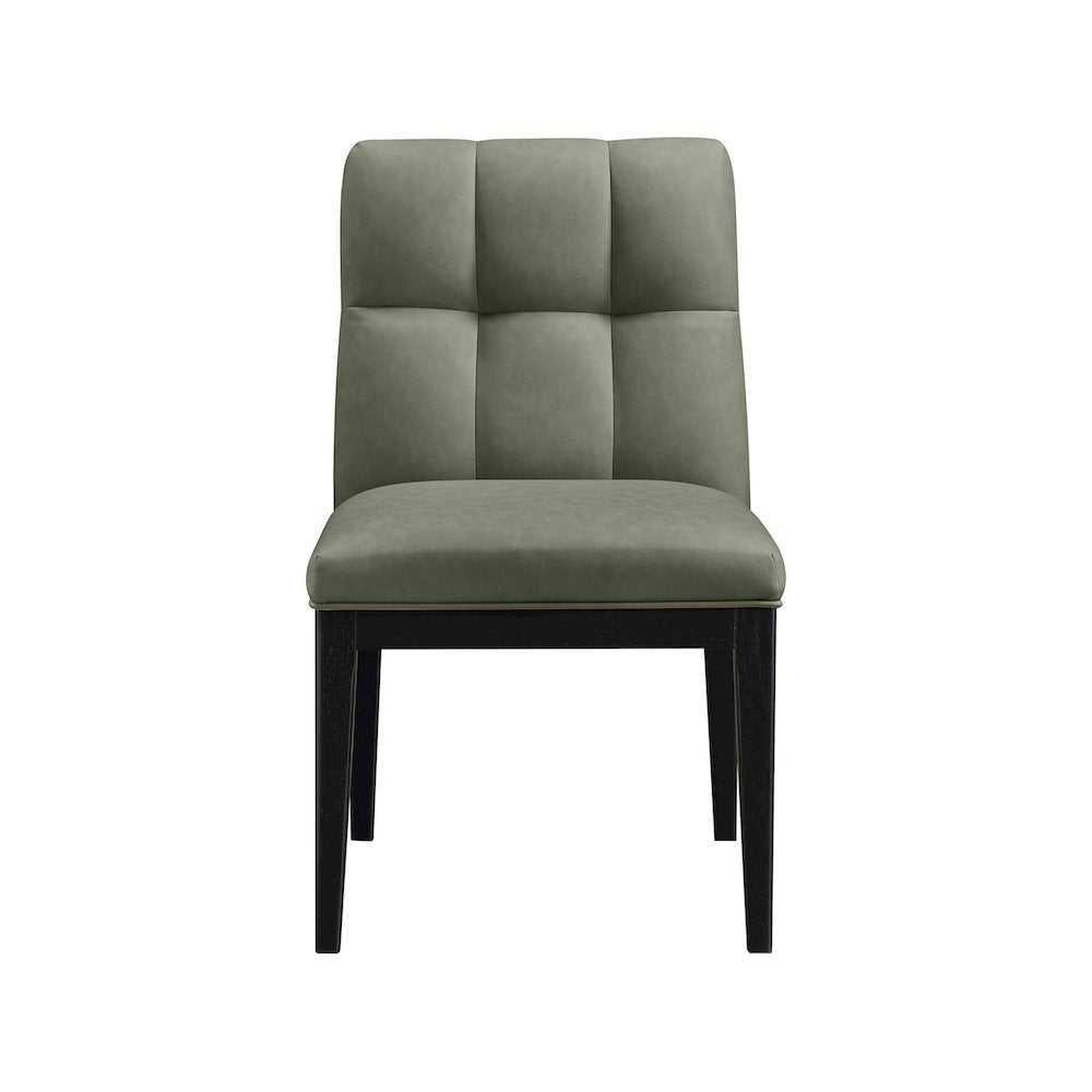 Adrian Green Vegan Leather Dining Side Chair, Set of 2