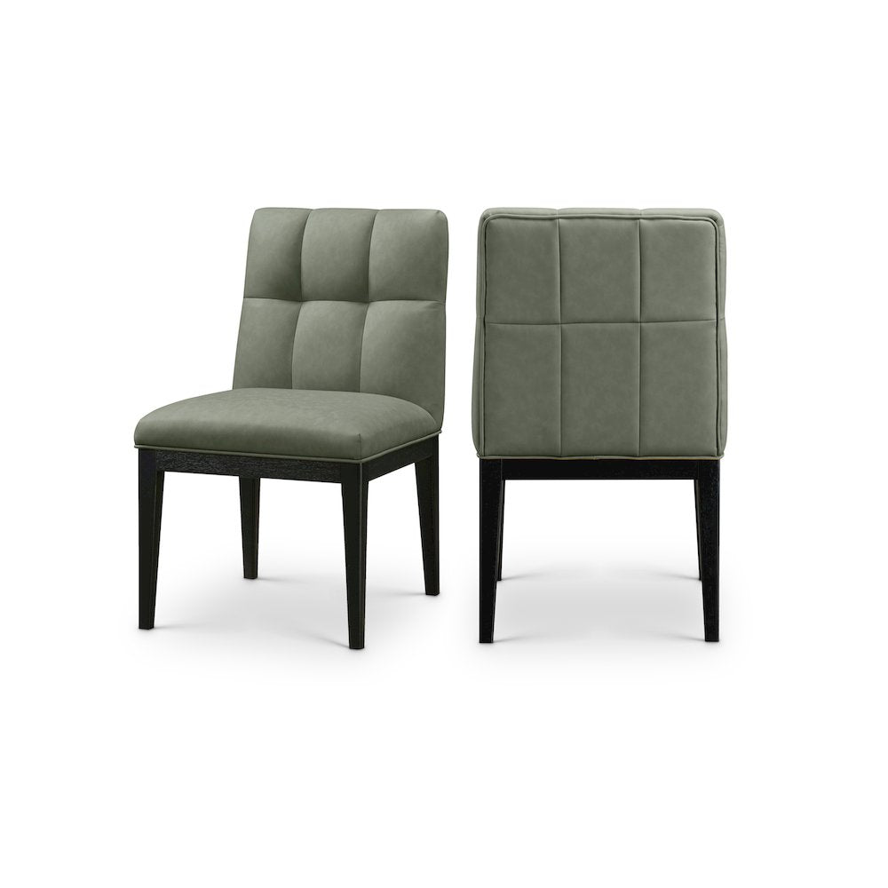 Adrian Green Vegan Leather Dining Side Chair, Set of 2