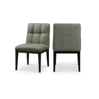 Adrian Green Vegan Leather Dining Side Chair, Set of 2