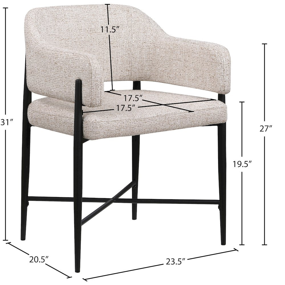 Dame Beige Fabric Upholstered Dining Chair, Set of 2