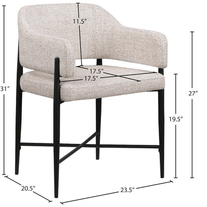 Dame Beige Fabric Upholstered Dining Chair, Set of 2