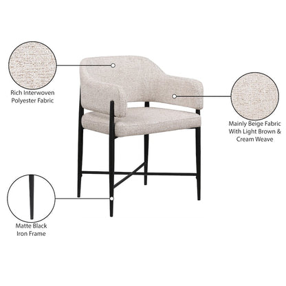 Dame Beige Fabric Upholstered Dining Chair, Set of 2