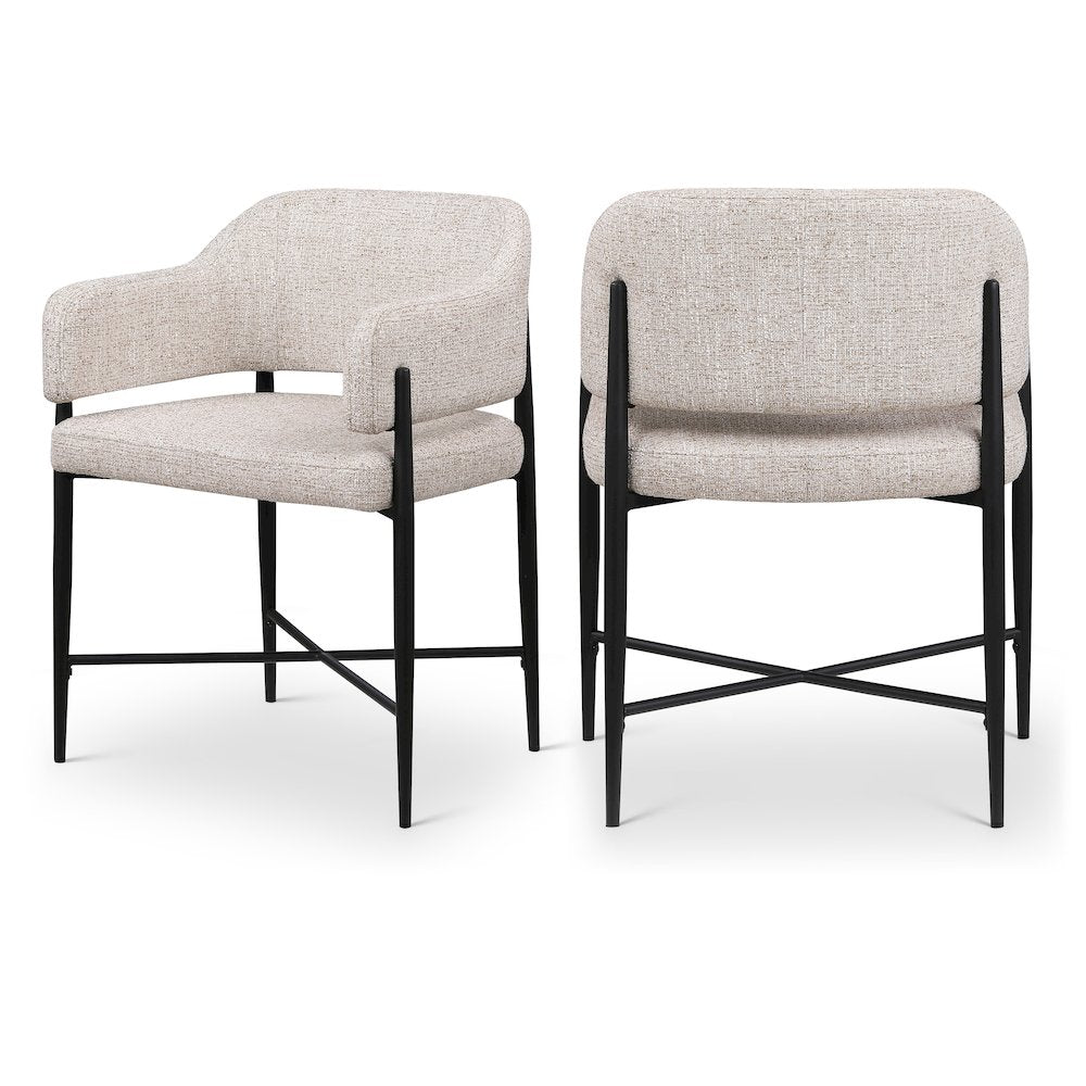 Dame Beige Fabric Upholstered Dining Chair, Set of 2