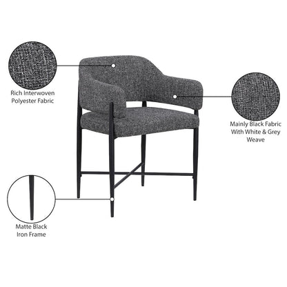 Dame Black Fabric Upholstered Dining Chair, Set of 2