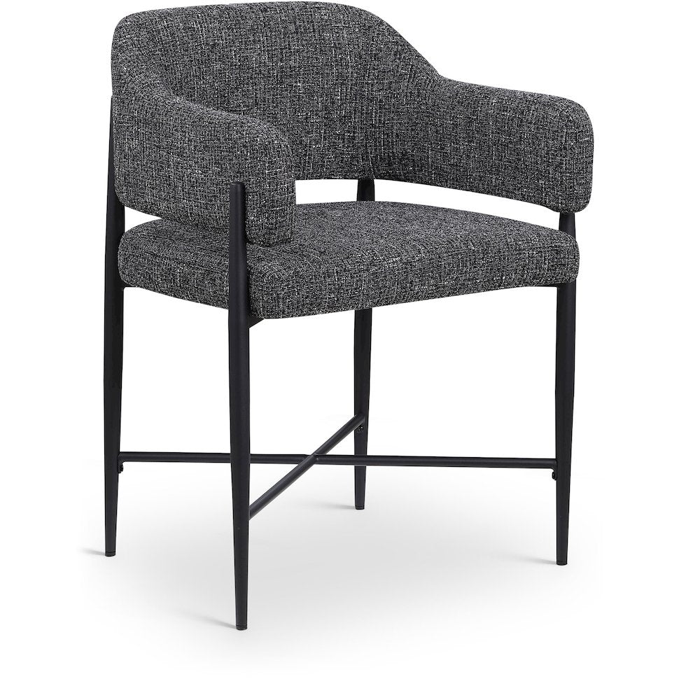Dame Black Fabric Upholstered Dining Chair, Set of 2