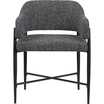 Dame Black Fabric Upholstered Dining Chair, Set of 2