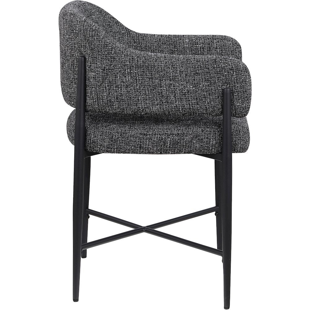 Dame Black Fabric Upholstered Dining Chair, Set of 2