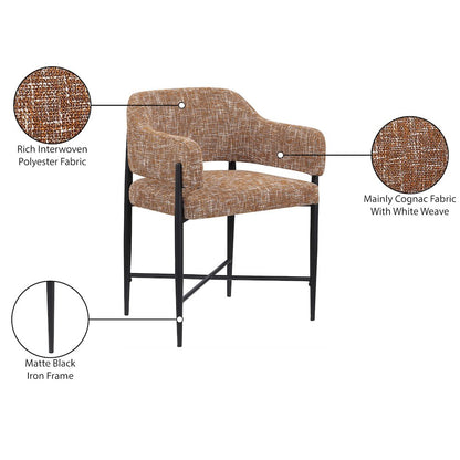 Dame Cognac Fabric Upholstered Dining Chair, Set of 2