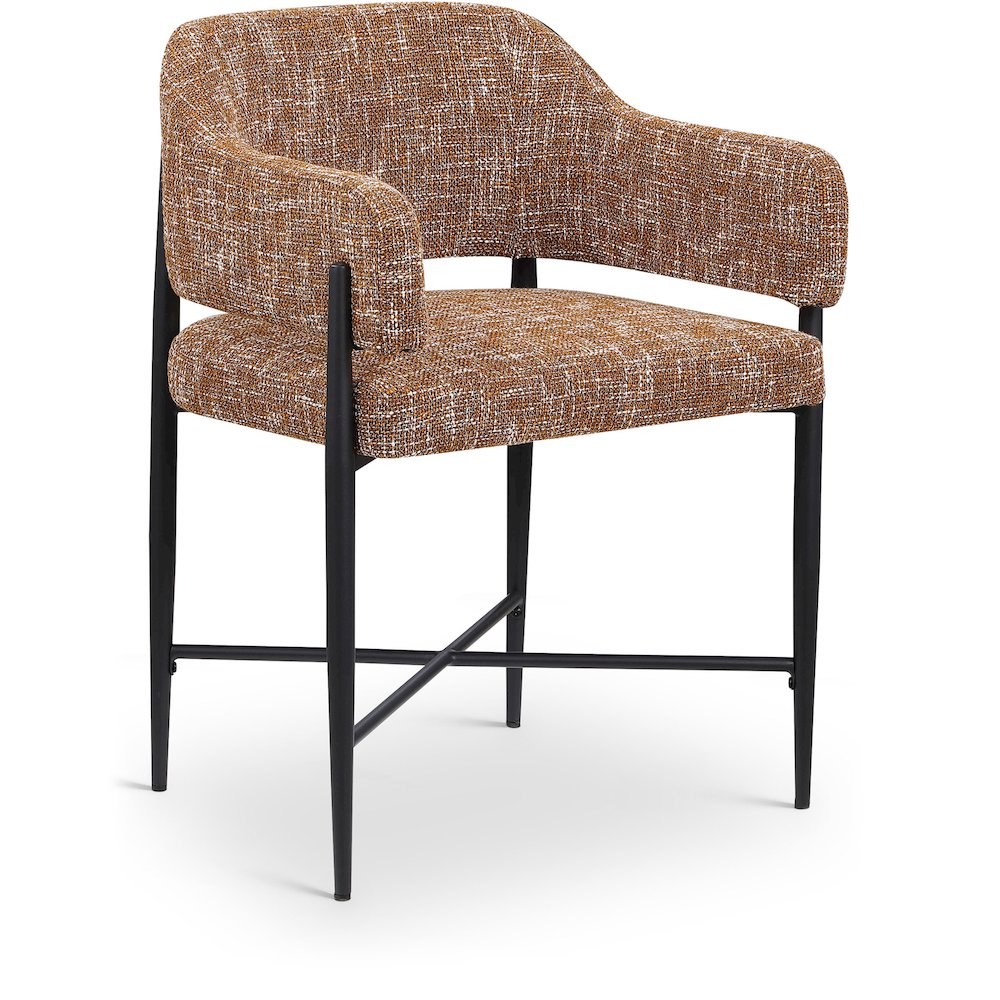 Dame Cognac Fabric Upholstered Dining Chair, Set of 2