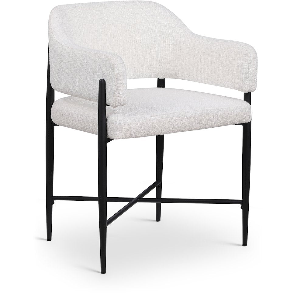Dame Cream Fabric Upholstered Dining Chair, Set of 2