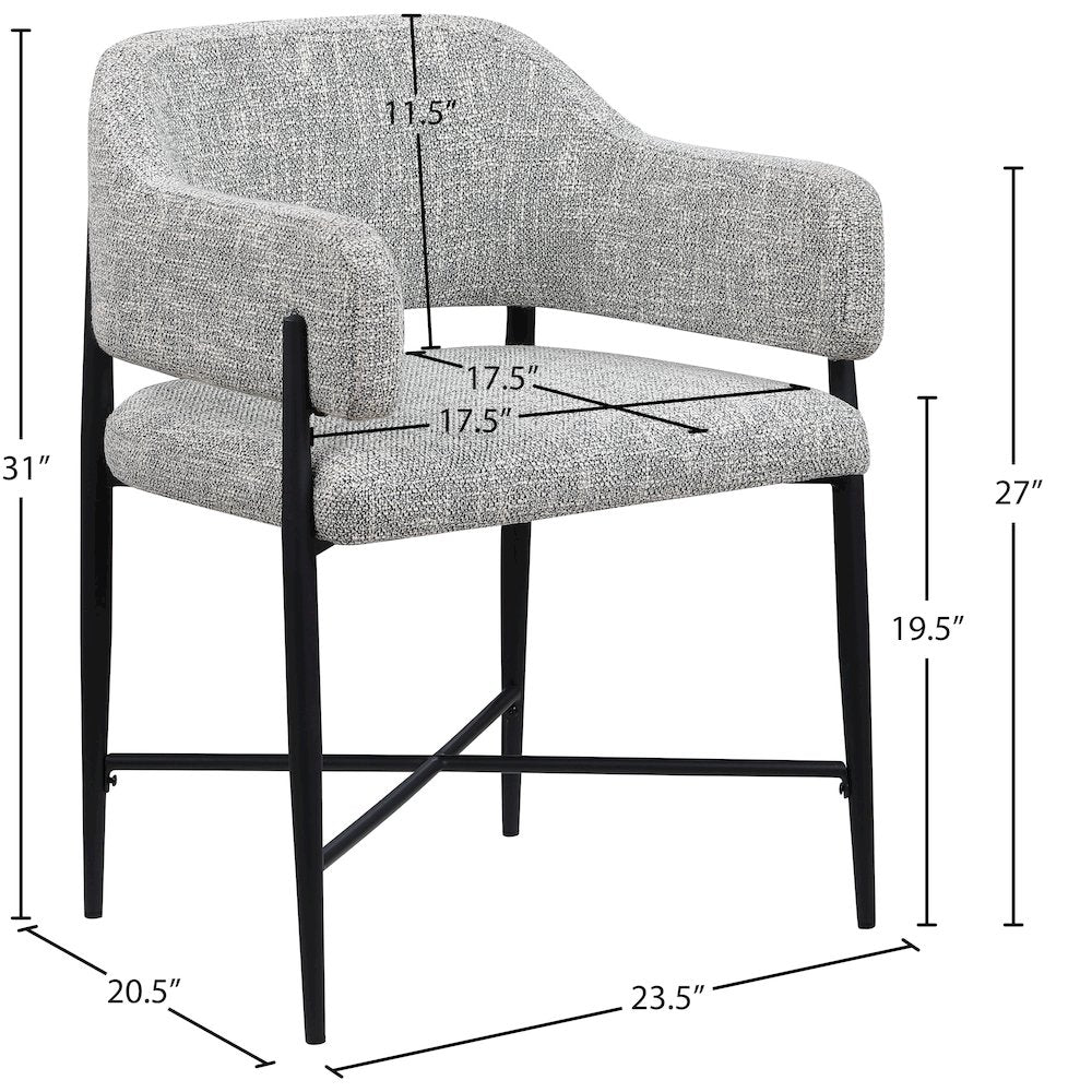 Dame Grey Fabric Upholstered Dining Chair, Set of 2