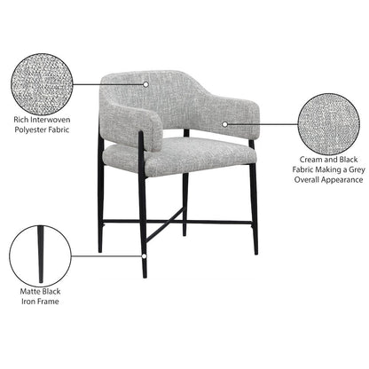Dame Grey Fabric Upholstered Dining Chair, Set of 2