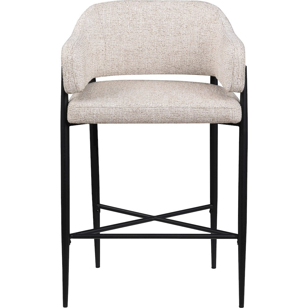 Dame Beige Fabric Upholstered Counter Stool, Set of 2