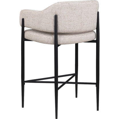 Dame Beige Fabric Upholstered Counter Stool, Set of 2