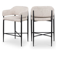 Dame Beige Fabric Upholstered Counter Stool, Set of 2