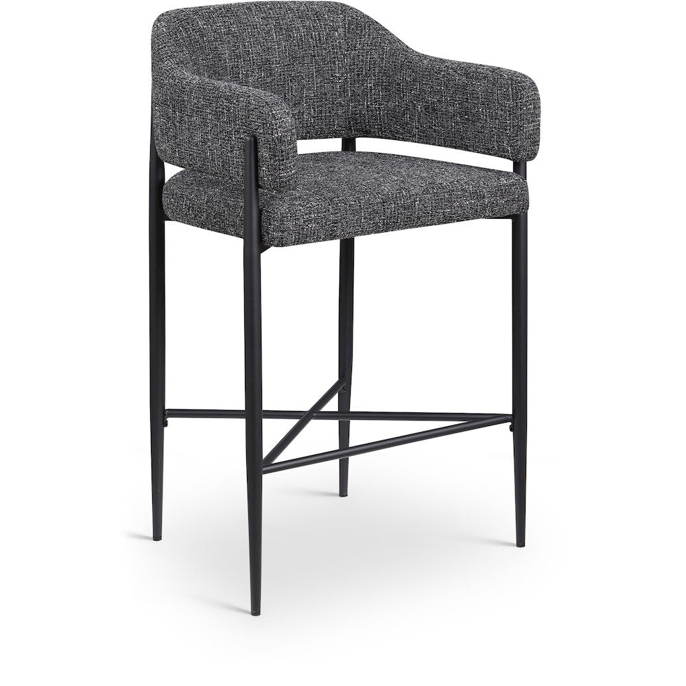 Dame Black Fabric Upholstered Counter Stool, Set of 2