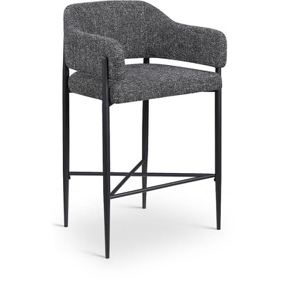 Dame Black Fabric Upholstered Counter Stool, Set of 2
