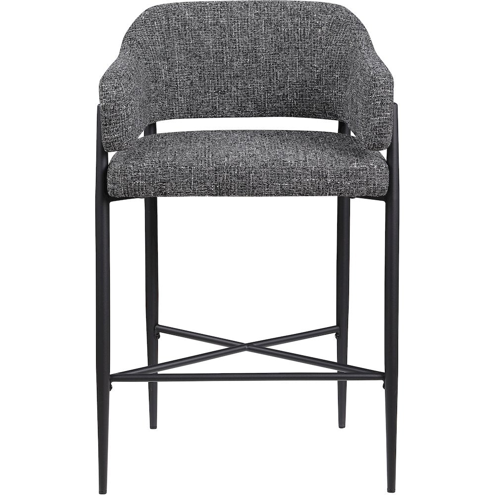 Dame Black Fabric Upholstered Counter Stool, Set of 2
