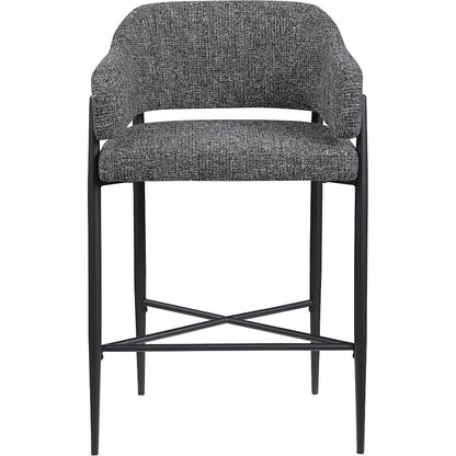 Dame Black Fabric Upholstered Counter Stool, Set of 2