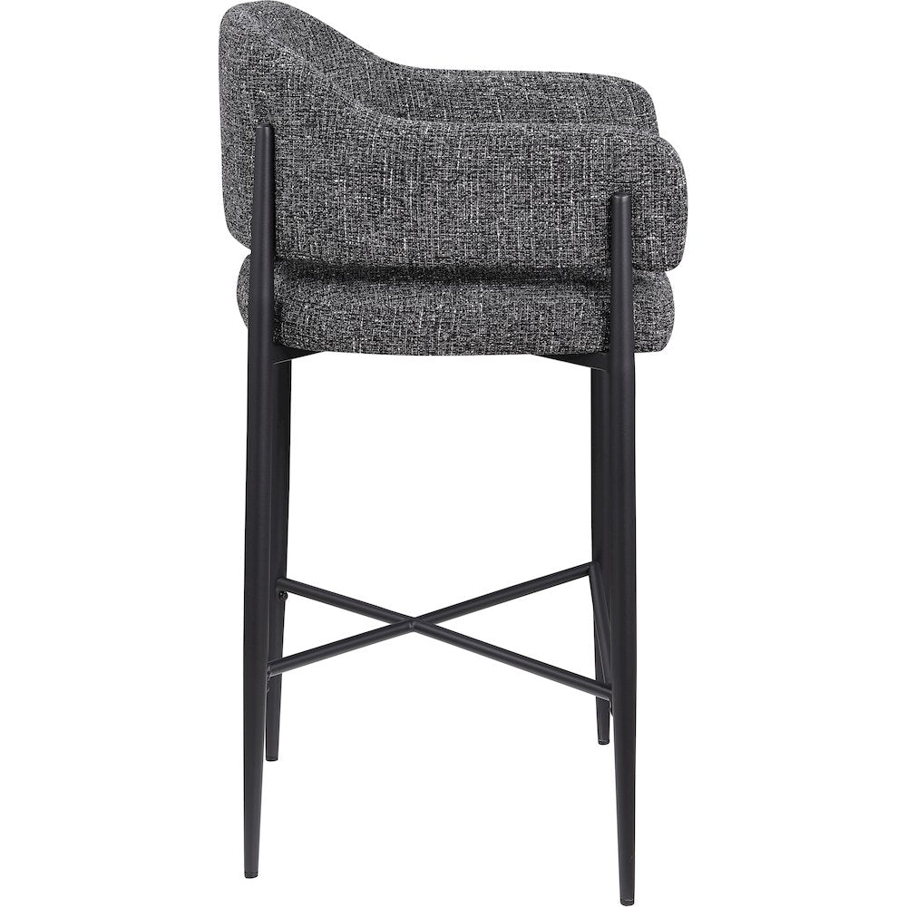 Dame Black Fabric Upholstered Counter Stool, Set of 2
