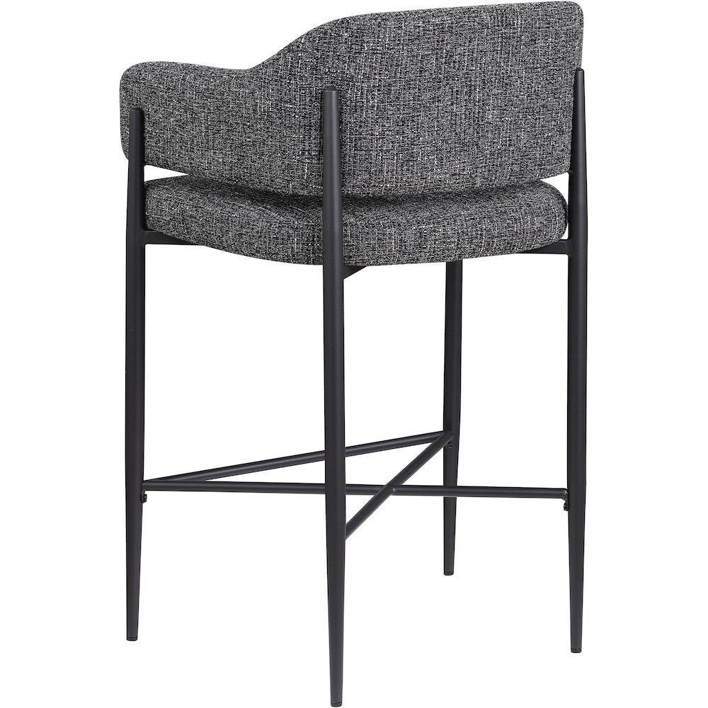 Dame Black Fabric Upholstered Counter Stool, Set of 2