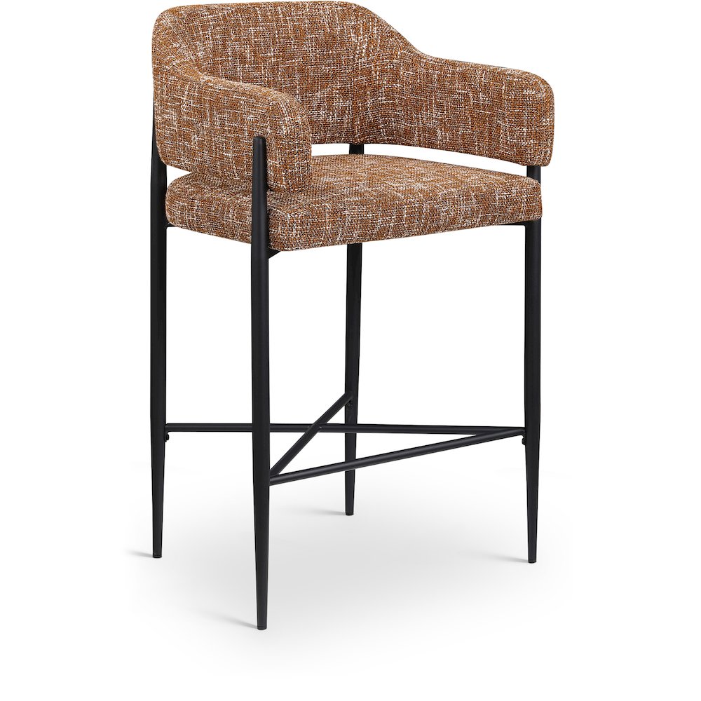 Dame Cognac Fabric Upholstered Counter Stool, Set of 2