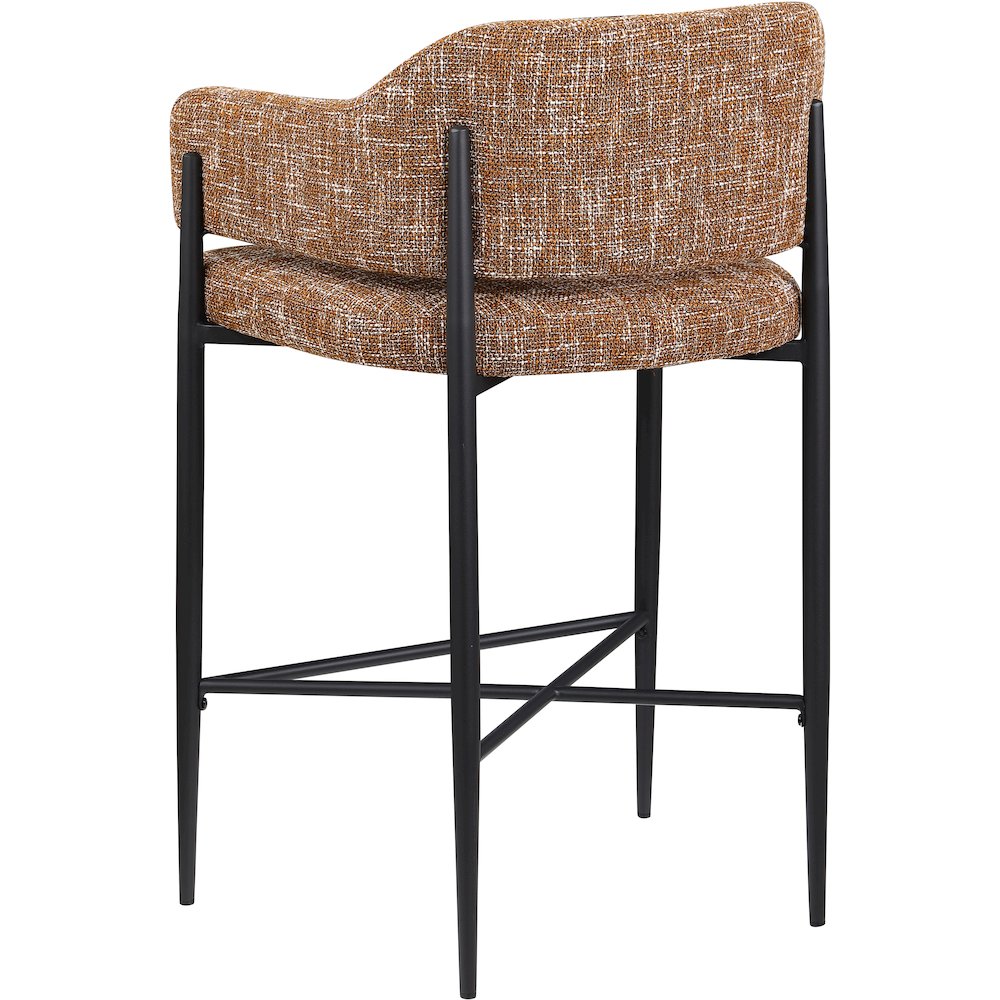 Dame Cognac Fabric Upholstered Counter Stool, Set of 2