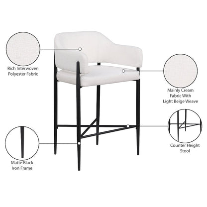 Dame Cream Fabric Upholstered Counter Stool, Set of 2