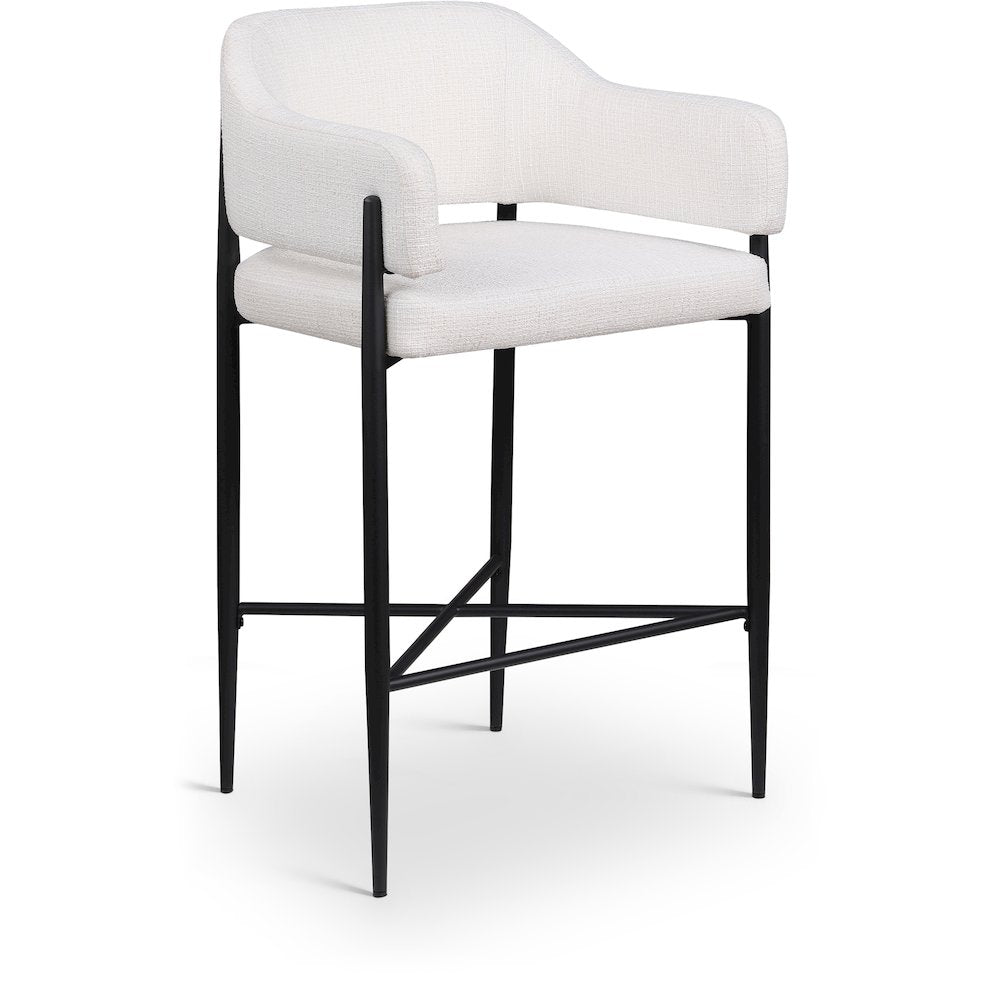 Dame Cream Fabric Upholstered Counter Stool, Set of 2