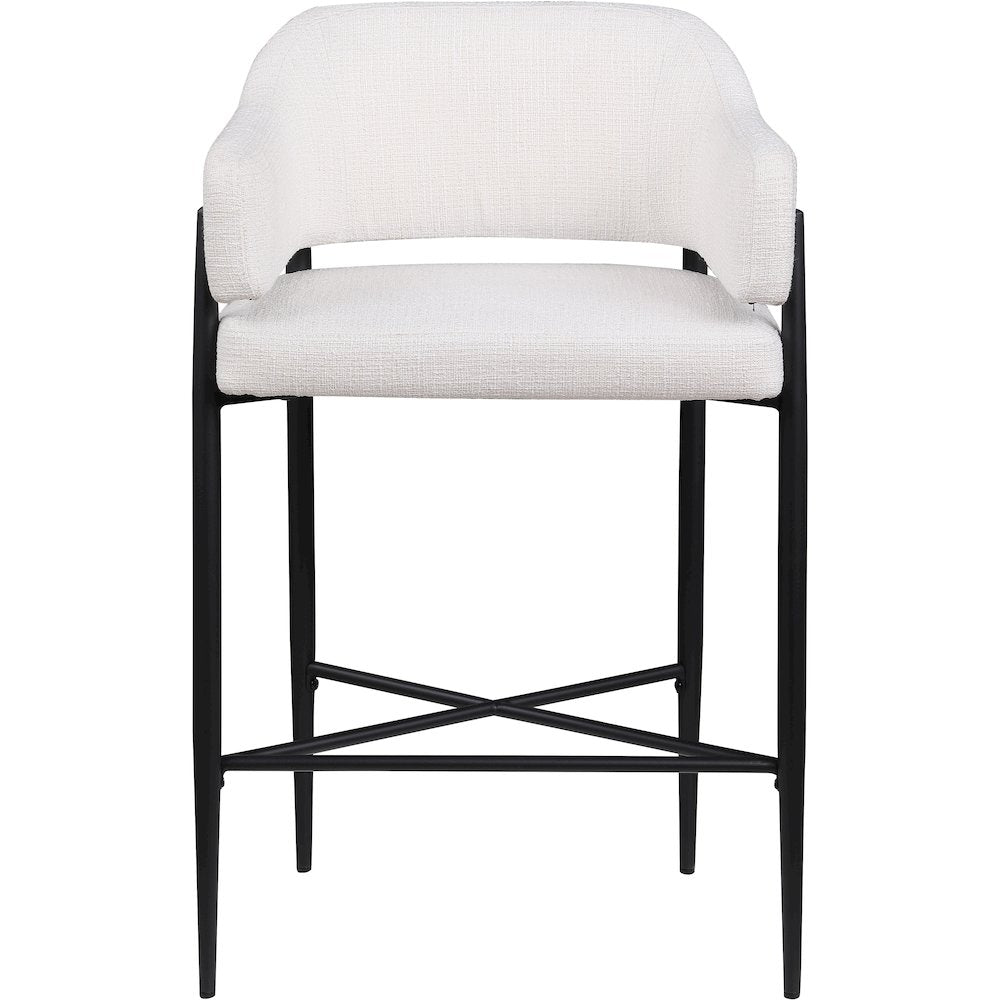 Dame Cream Fabric Upholstered Counter Stool, Set of 2