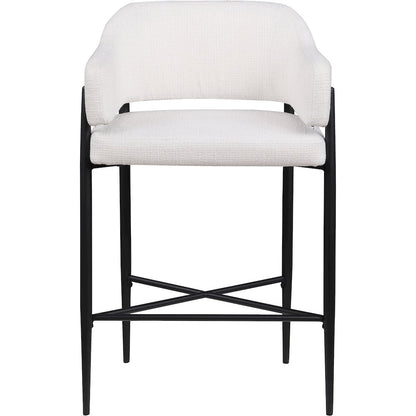 Dame Cream Fabric Upholstered Counter Stool, Set of 2