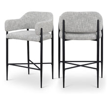 Dame Grey Fabric Upholstered Counter Stool, Set of 2