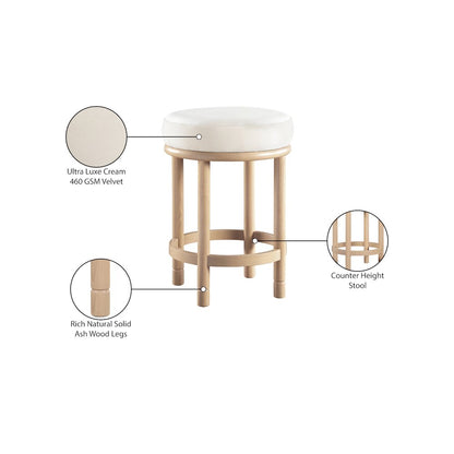 Monette Cream Velvet Counter Stool
