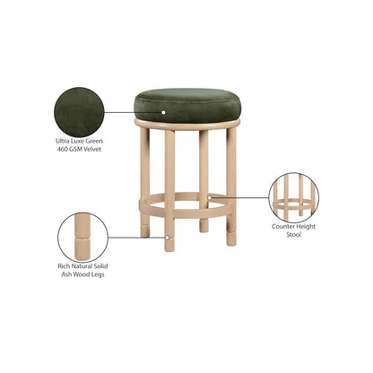 Monette Green Velvet Counter Stool