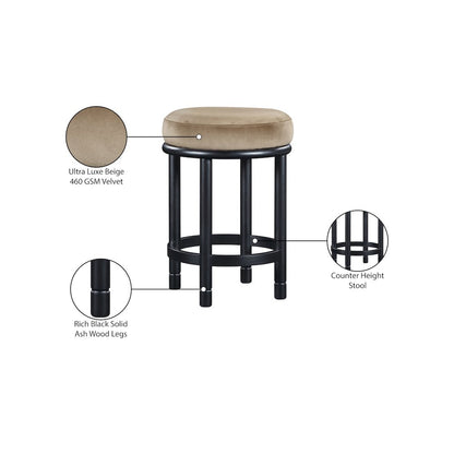 Monette Beige Velvet Counter Stool