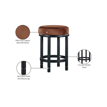 Monette Cognac Velvet Counter Stool