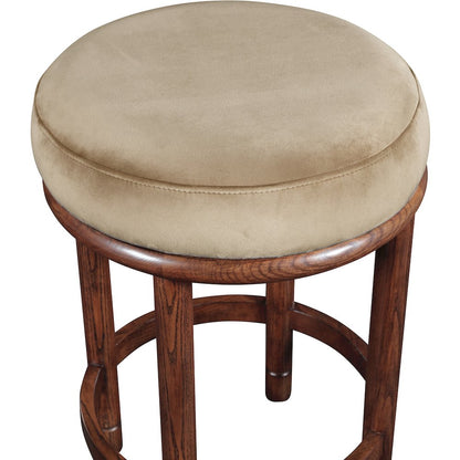 Monette Beige Velvet Counter Stool