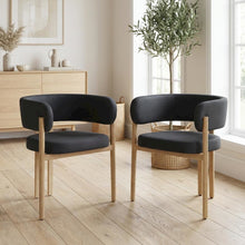 Neutral Vegan Leather Dining Chairs Set of 2 with Armrests