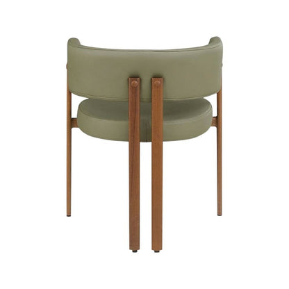Vegan Leather Dining Chairs, Kitchen Chairs, Olive Green Vegan Leather, Set of 2