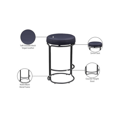 Madison Black Vegan Leather Counter Stool, Set of 2