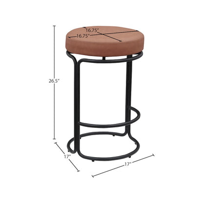 Madison Cognac Vegan Leather Counter Stool, Set of 2