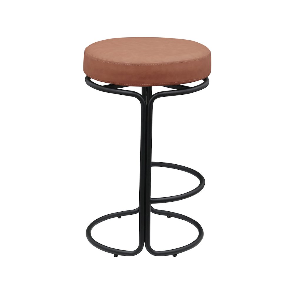 Madison Cognac Vegan Leather Counter Stool, Set of 2