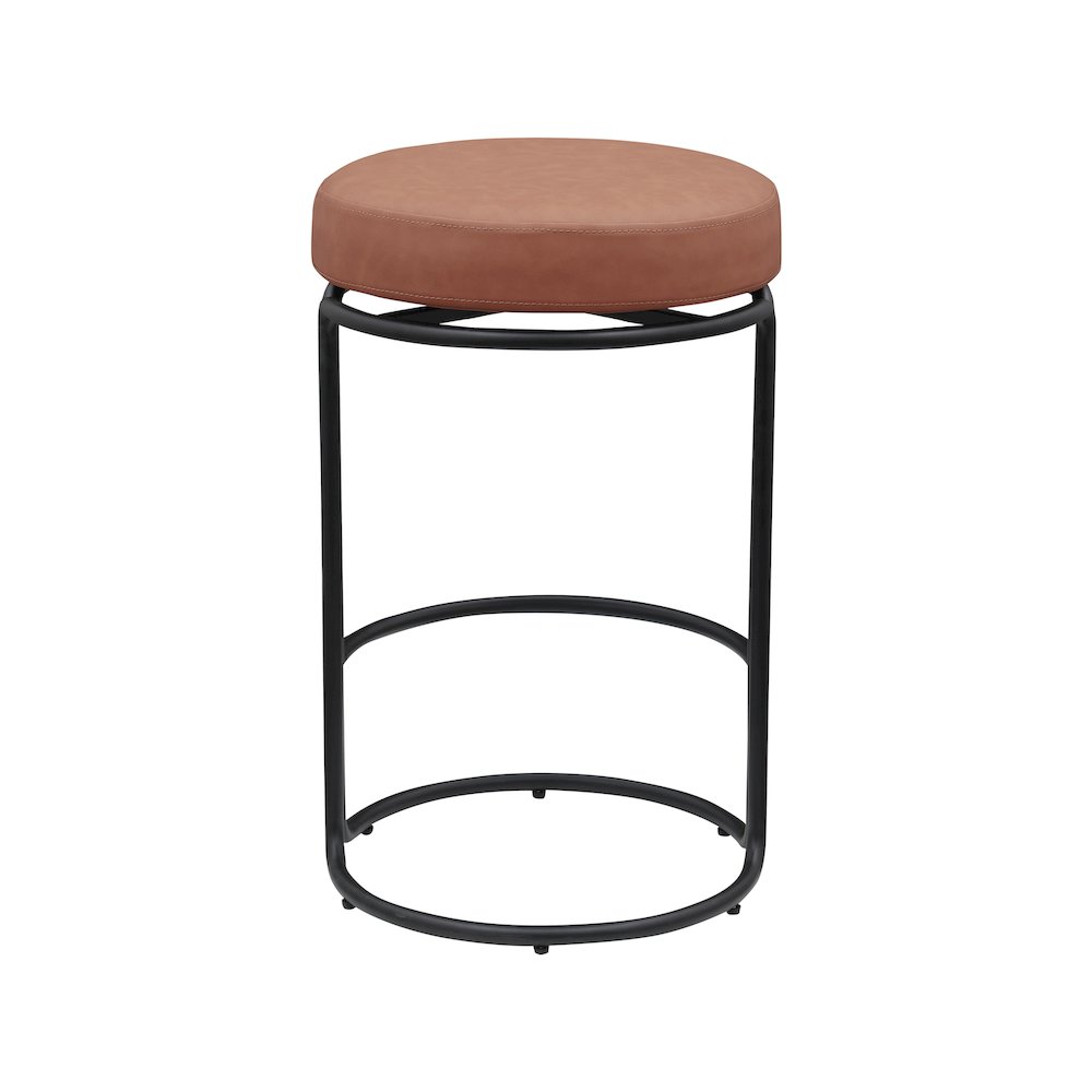 Madison Cognac Vegan Leather Counter Stool, Set of 2